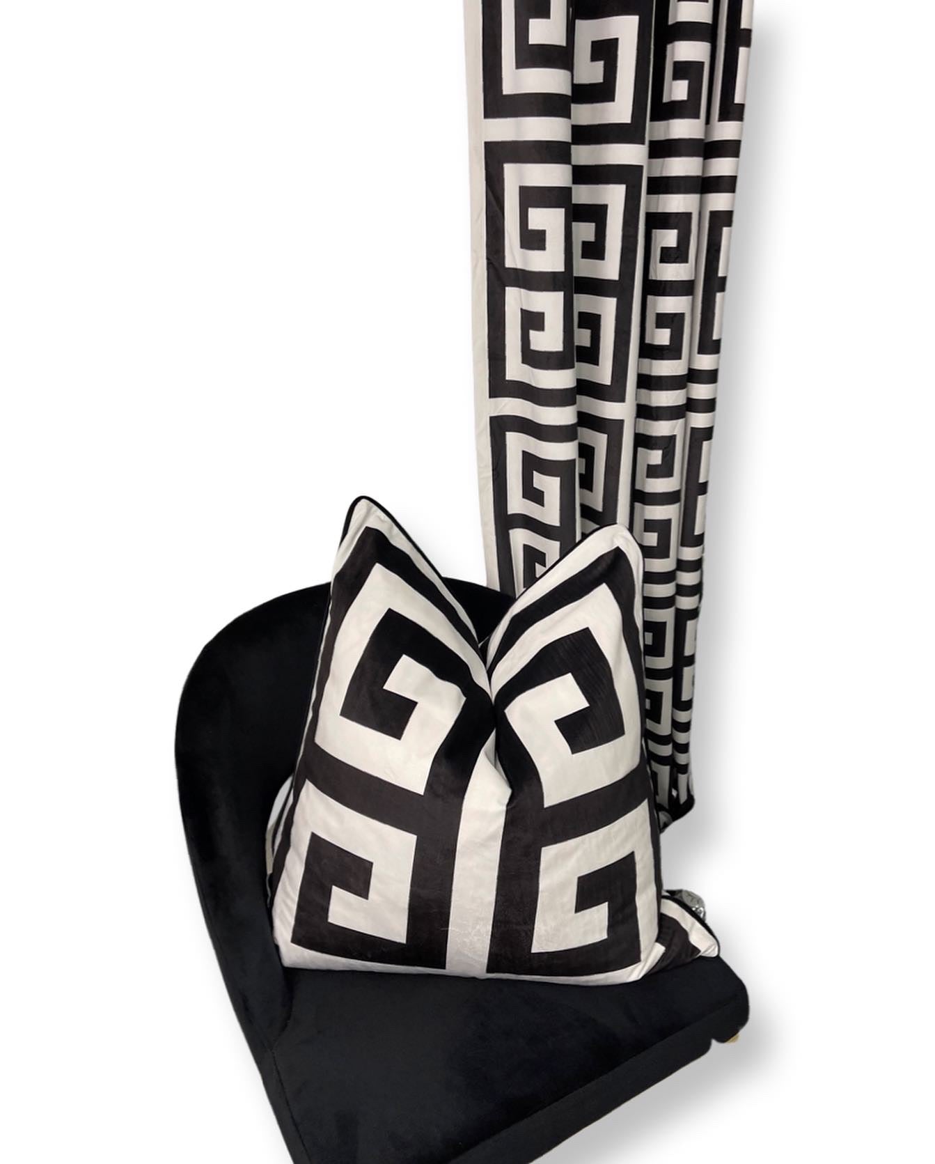 Adore black and white panel curtain